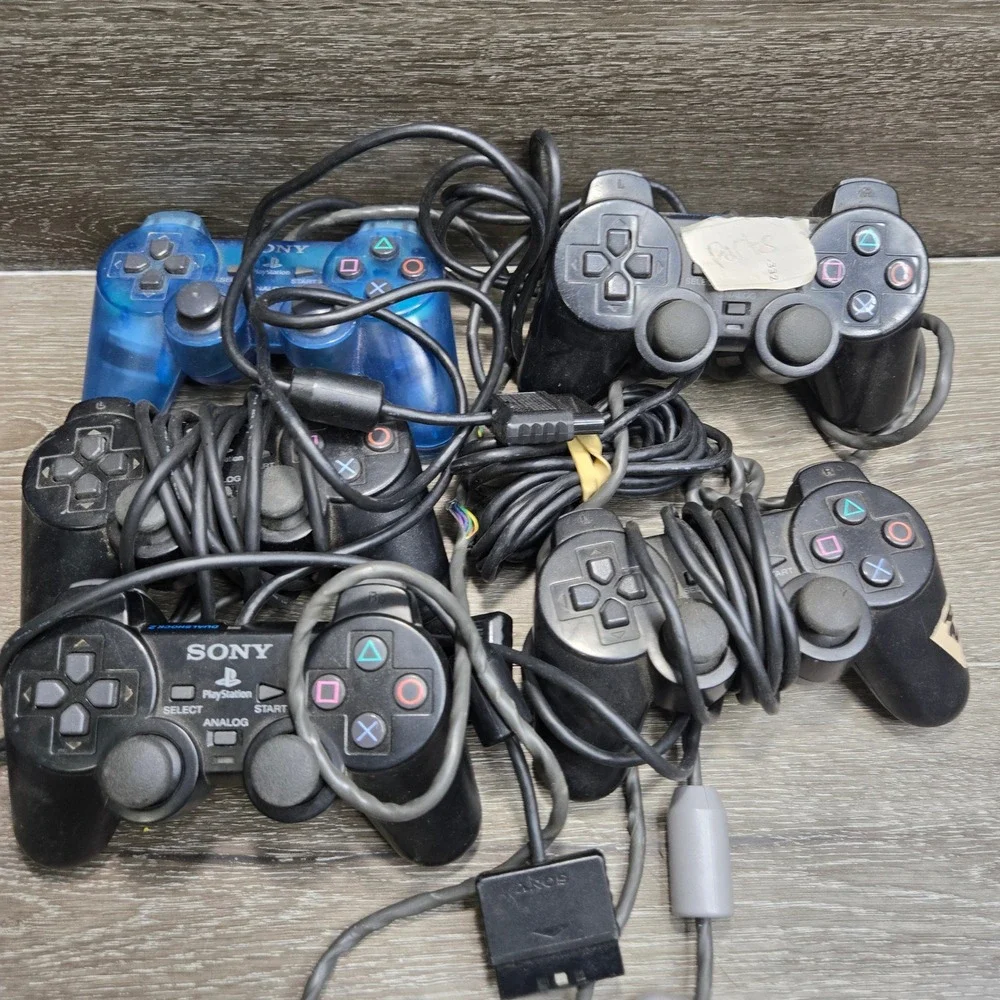Sony PlayStation PS2 Controller Lot 5 Parts scph-100010 scph-1200 Black Blue